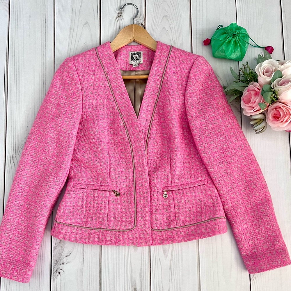 NWOT Anne Klein Pink Tweed Blazer Size 2